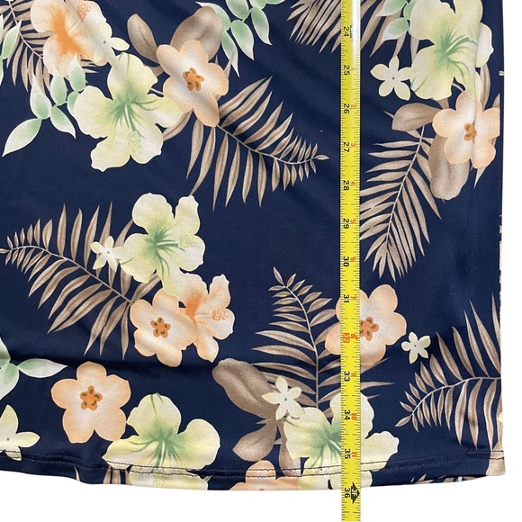 Nani Kai Women’s Floral Sleeveless Hawaiian Slip Midi Dress Navy Blue - Picture 8 of 8